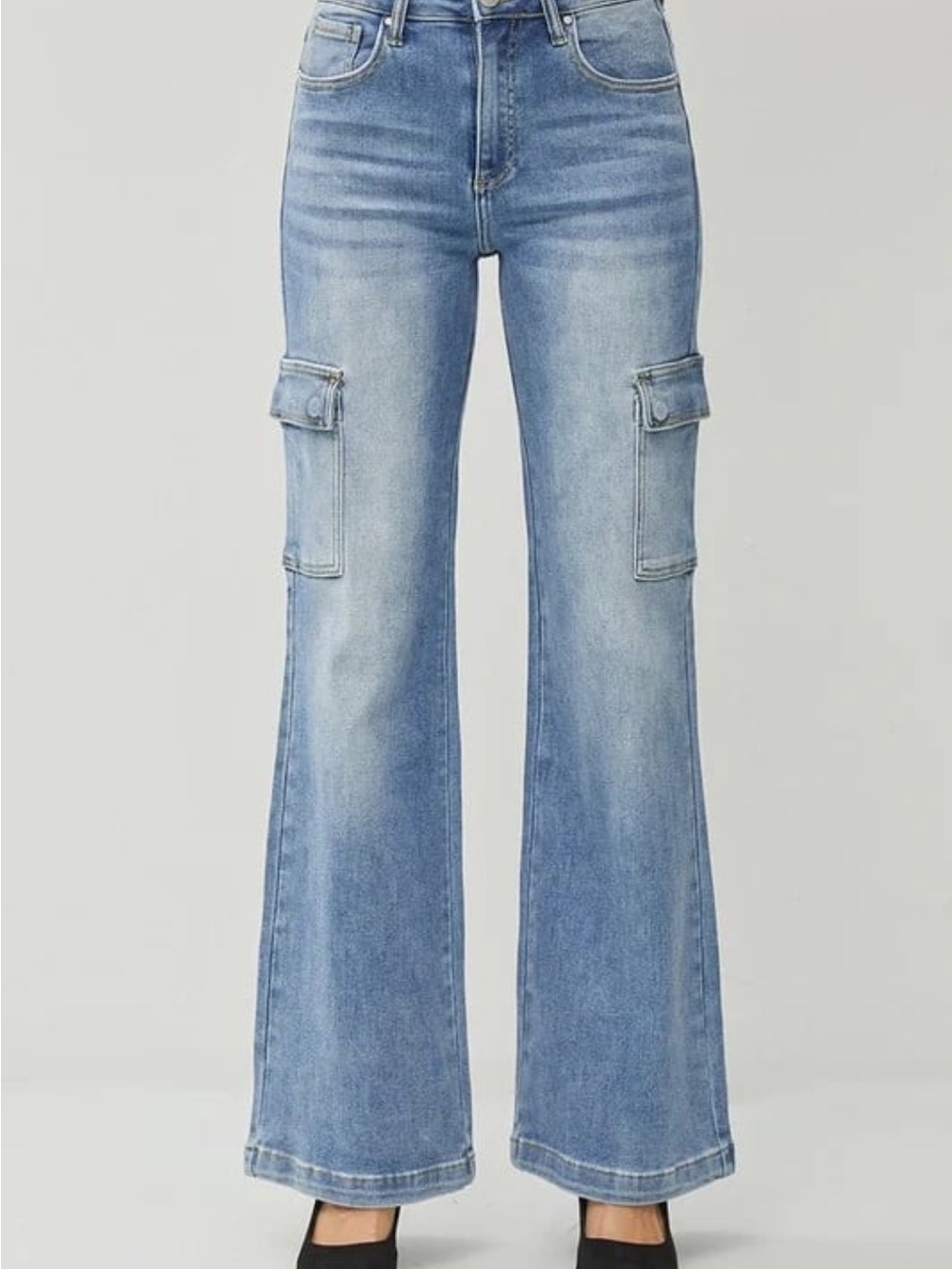 Risen High Rise Cargo Wide Leg Jeans Size 27